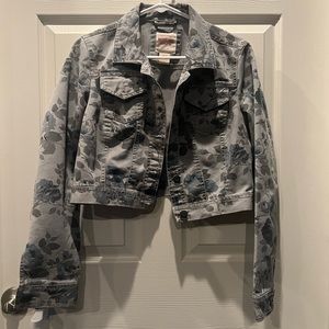 Mossimo flowered bolero denim jacket size L